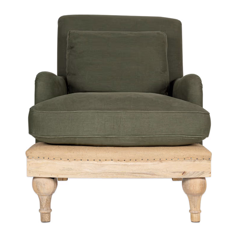 Abe Linen Armchair, Olive-8