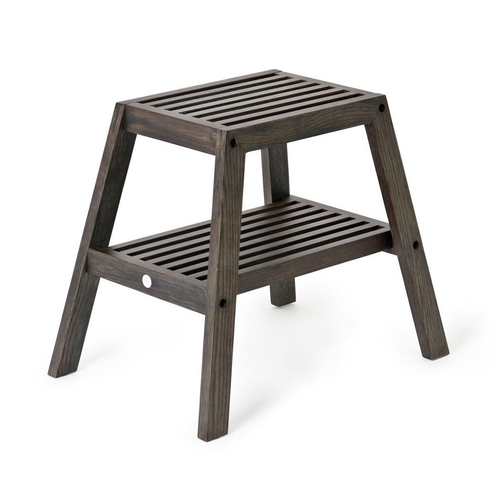 Slatted stool, H42 x W50.5 x D35.4cm, Black-0