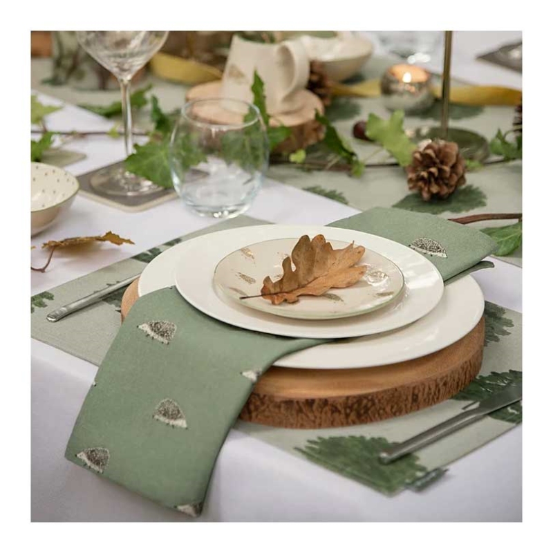 Hedgehogs Set of 4 Napkins, 41 x 41cm, Green-3