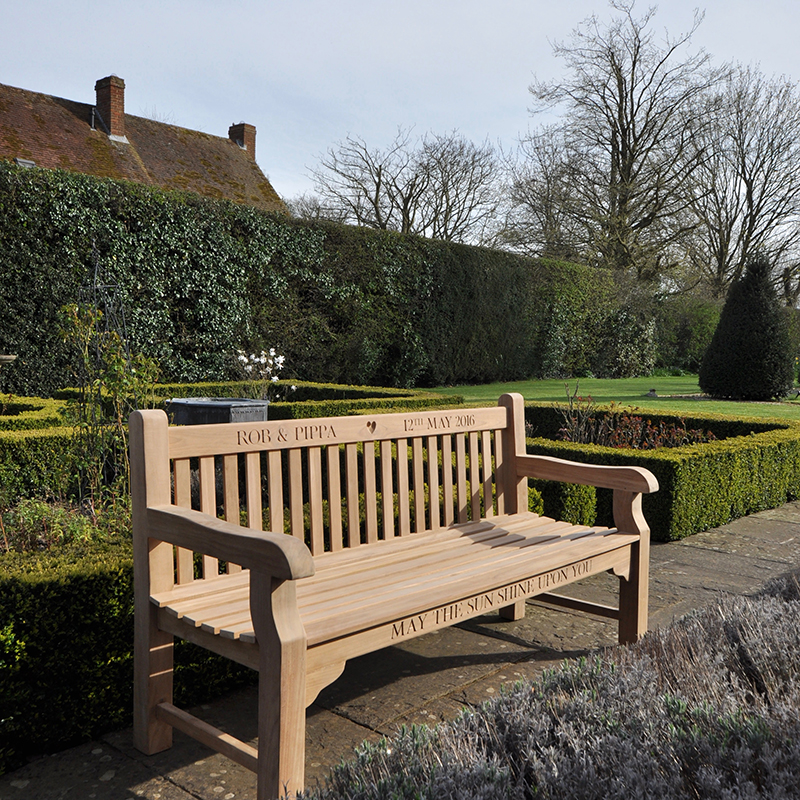 Personalised 3 Seater Parkland Garden Bench, Teak-0