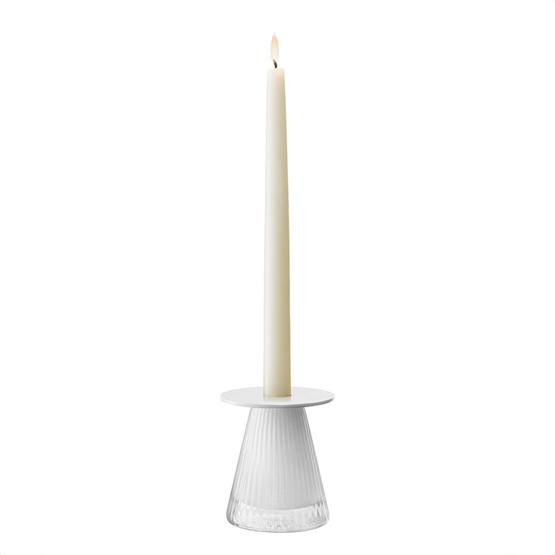 Beacon Candle Holder, H10cm, Chalk White-3