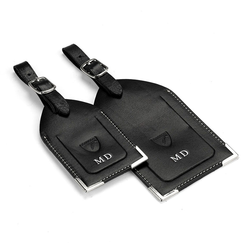 Set of 2 Luggage Tags, Smooth Black-3