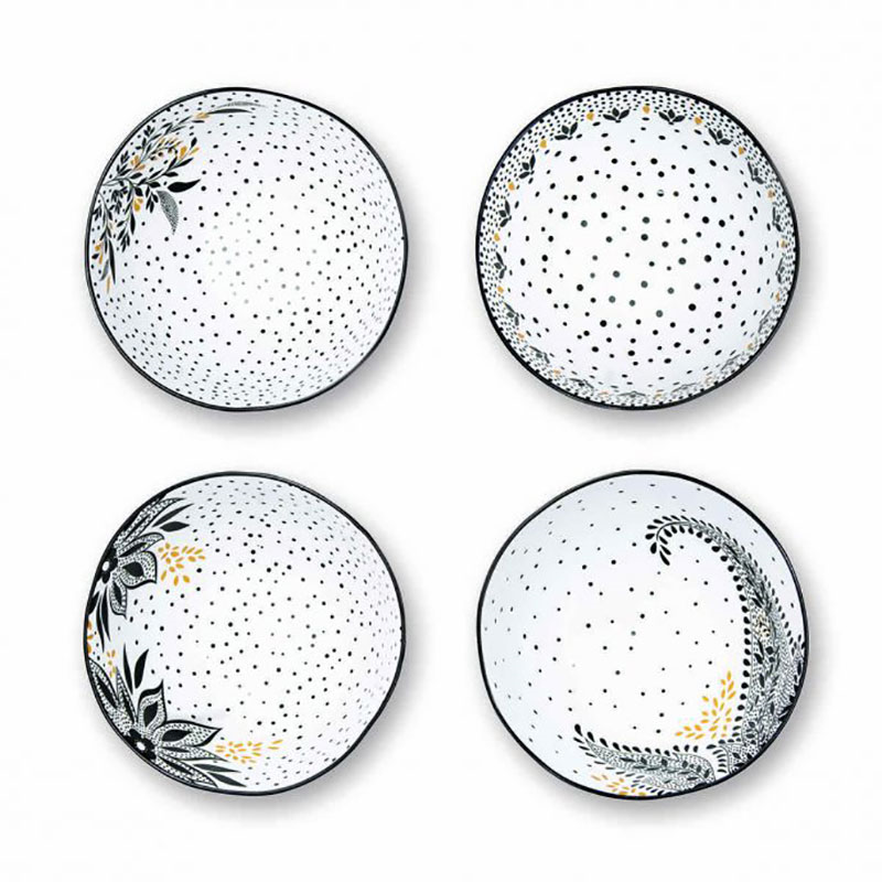 Artisanne Noir Set of 4 Small Bowls, D13cm, Monochrome-0