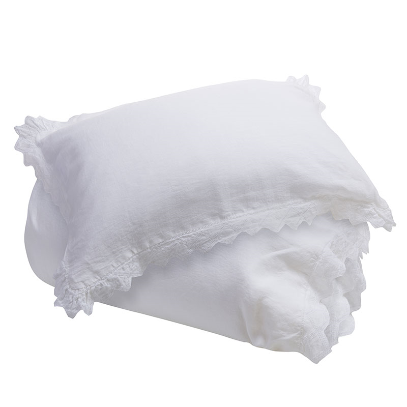 Violet Linen Oxford Pillowcase, Standard, White-1