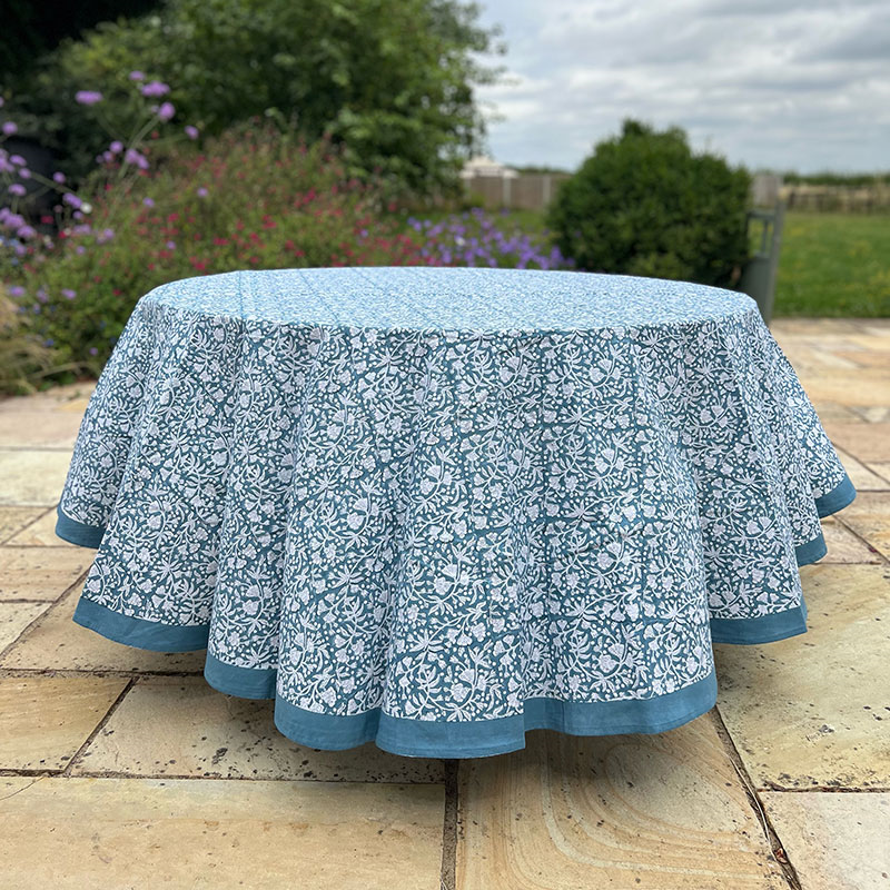 Florence Tablecloth, D225cm, French Blue-0