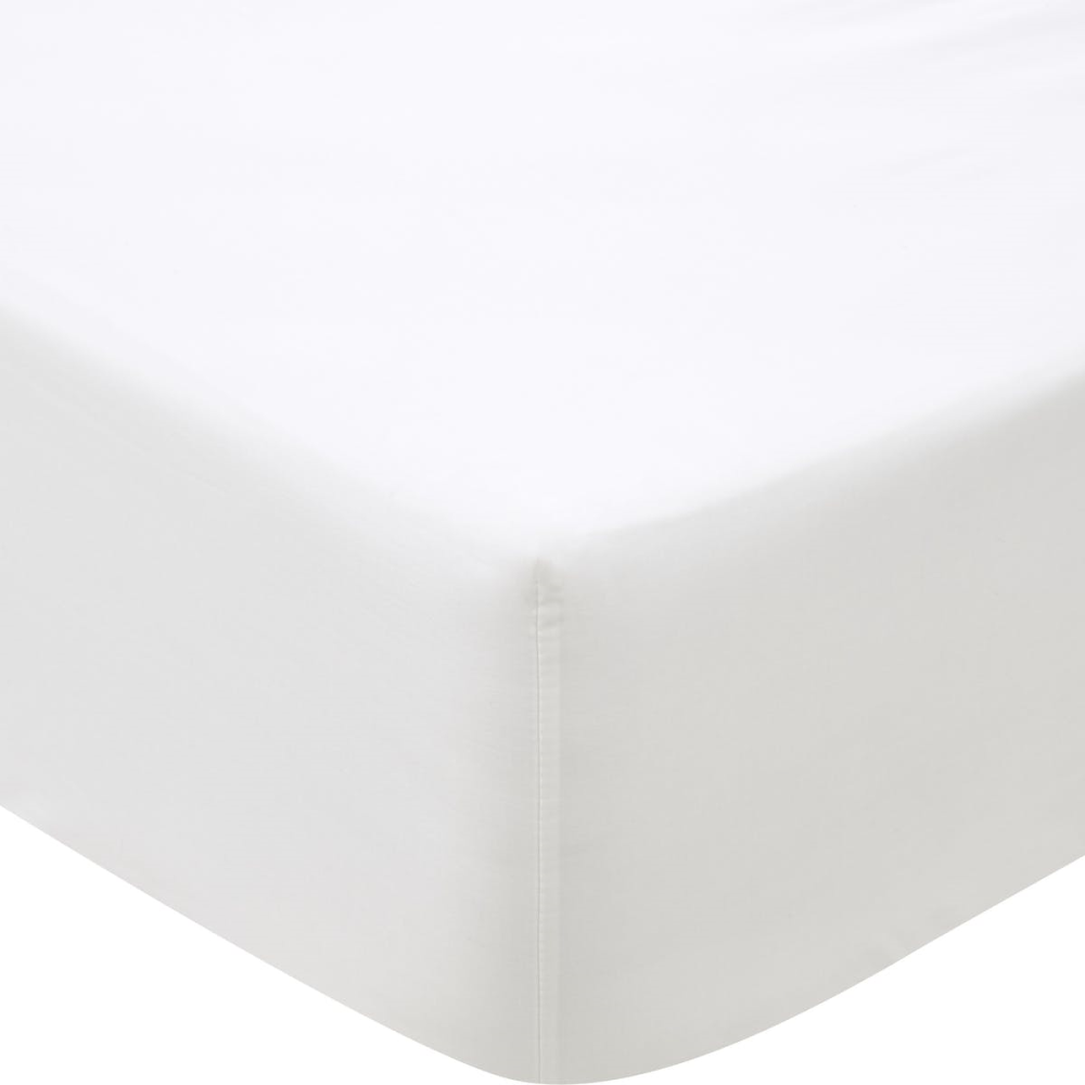 500TC Cotton Sateen Super king size fitted sheet, 180 x 203cm, Snow-0