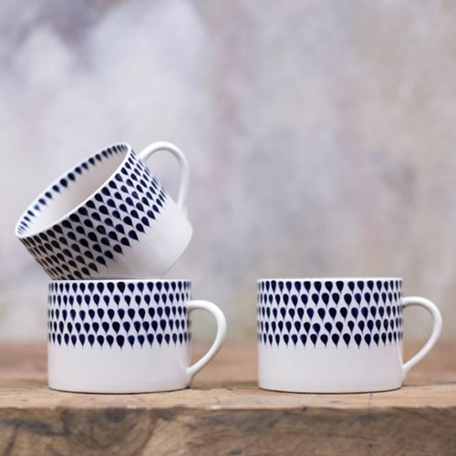 Indigo Drop Set of 2 Mugs, 200ml, Indigo and Cream-0