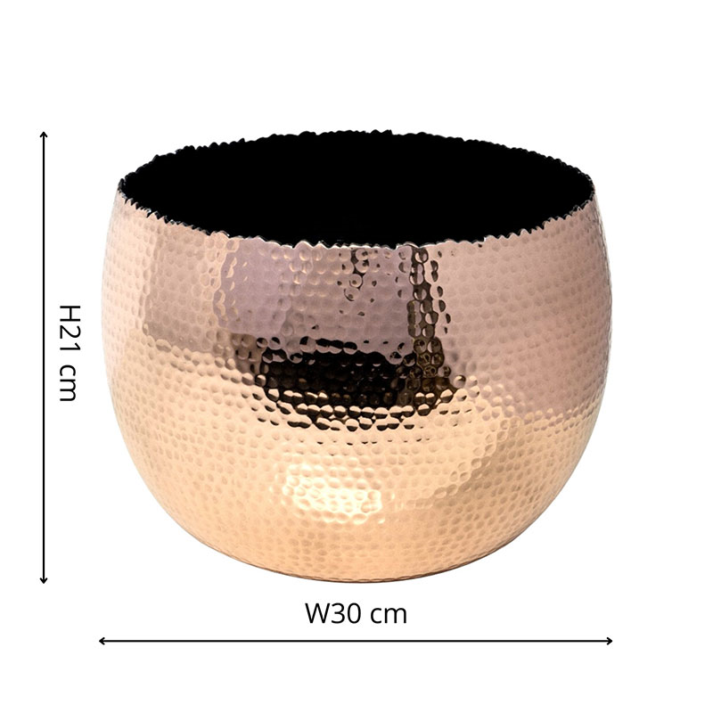 Hammered Bowl planter, H21 x W30 x D30cm, Copper-6