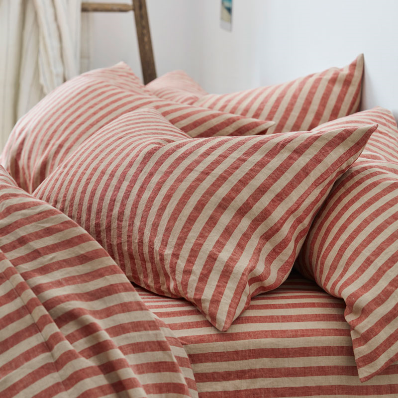 Pembroke Stripe Pillowcases, Standard, Sandstone Red-0