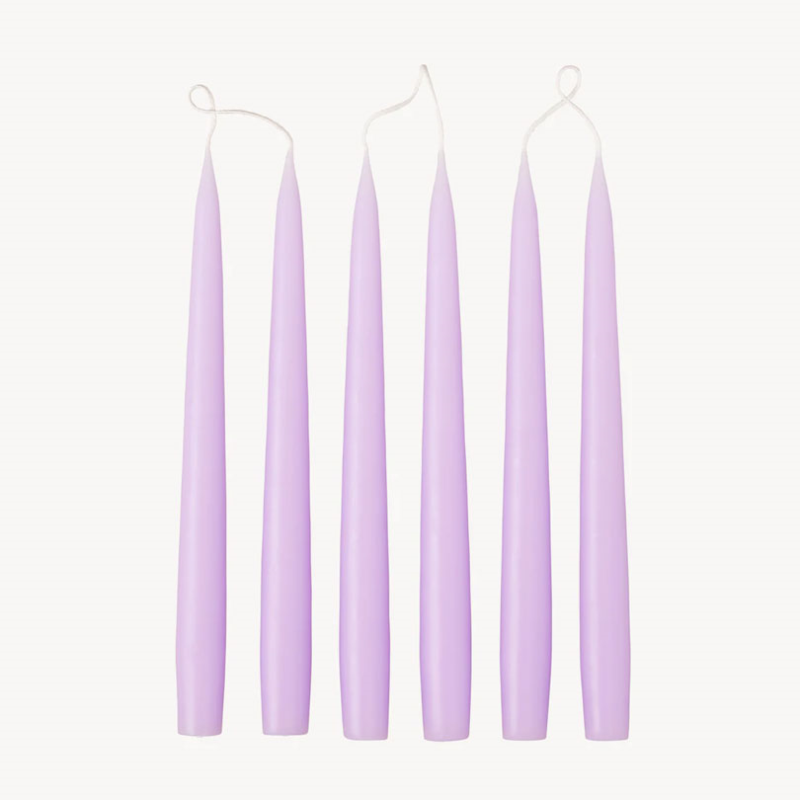 Set of 6 Tapered Dinner Candles, H25cm, Pastel Purple-0