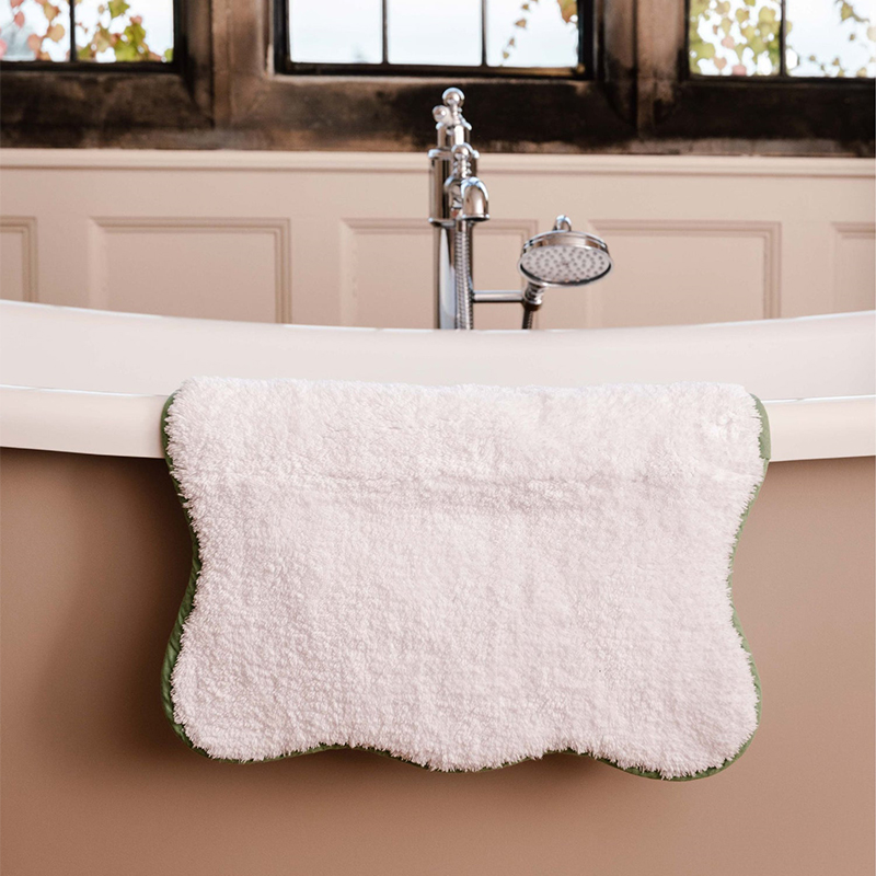 Scalloped Piped Bath Mat, 80 x 50cm, Asparagus-0