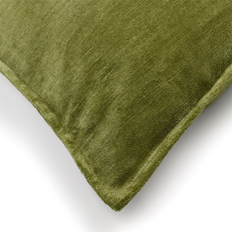 Verity Linen Velvet Square Cushion, 55 x 55cm, Moss-4