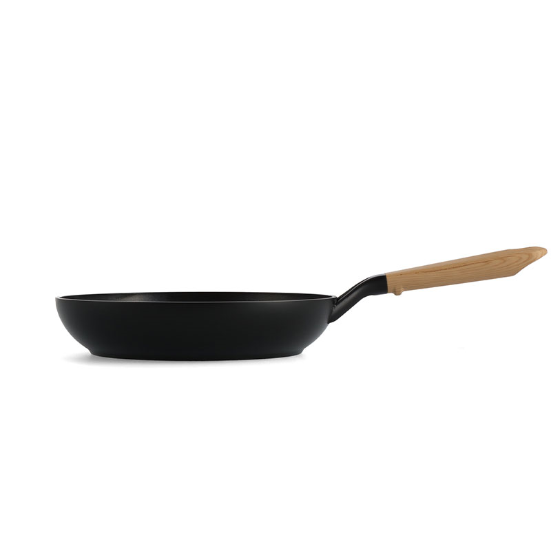 Eco-Smartshape Non Stick Wok with Light Wood Patterned Handle, 24cm, Black-3