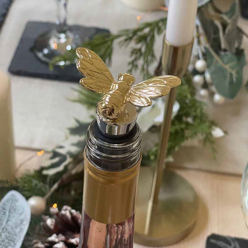 Bee Bottle Stopper, H9.5cm, Gold-0