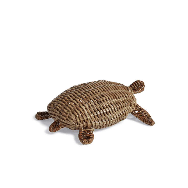 Rattan Decorative Turtle, H5cm x W18cm x D19cm, Vintage Grey-1