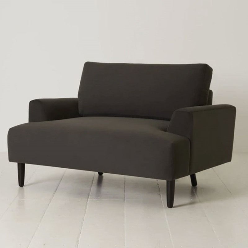 Model 05 Velvet Love Seat, Charcoal-2