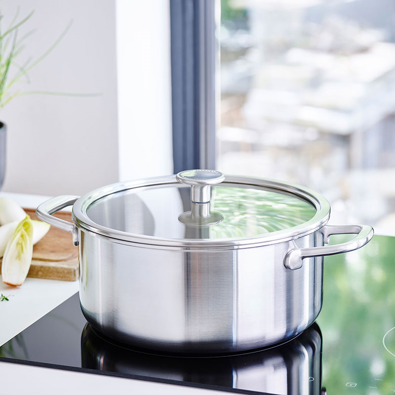 MultiPly Stainless Steel Casserole with Lid, 20cm, Silver-4