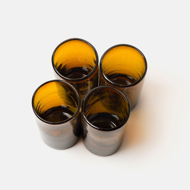 Zomi Set of 4 High Ball Glasses, H13.5cm, Amber-1