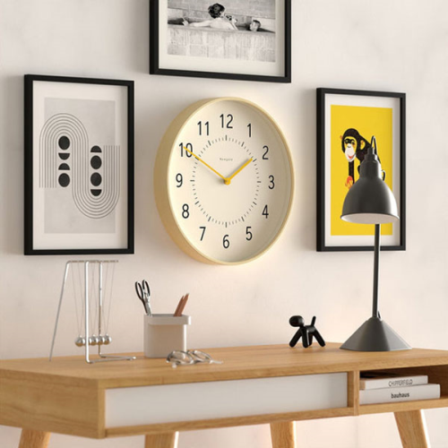 Monopoly Wall Clock, D40cm, Light Plywood/Yellow-3