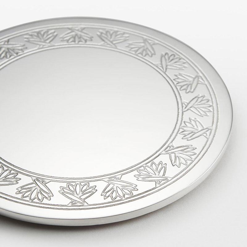 Rochester Set of 4 Engraved Silver Coasters, H4.3 x W12.8  x D13cm, Silver-1