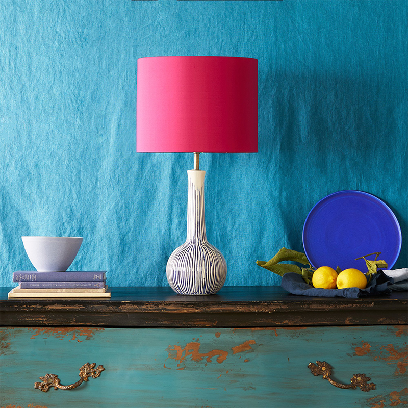 Ellie Table Lamp Base Only, H38cm x W14cm, Blue and White-4