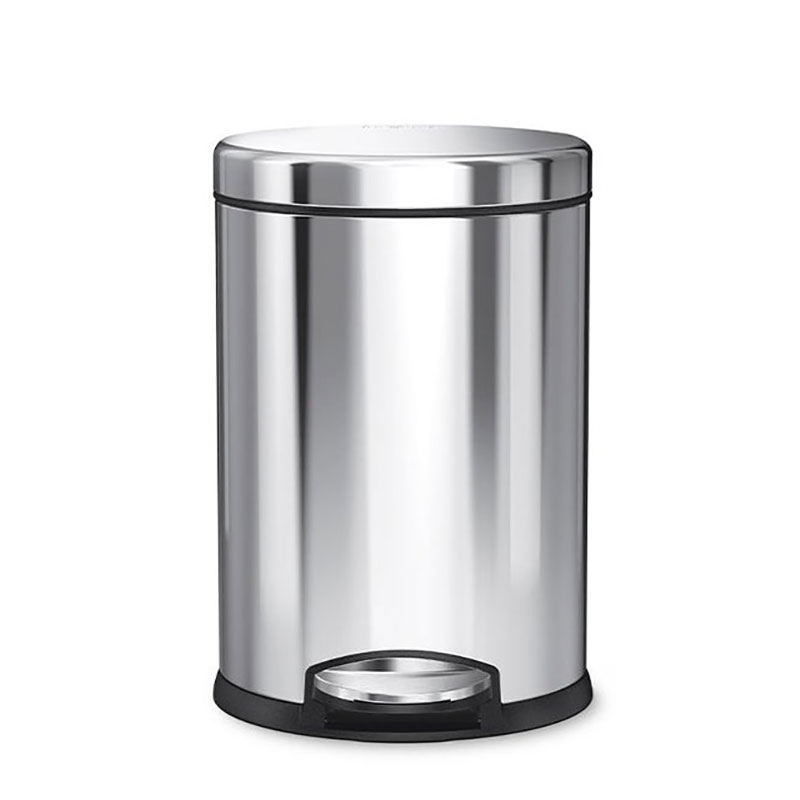 Round Pedal Bin, 4.5L, Polished Stainless Steel-2