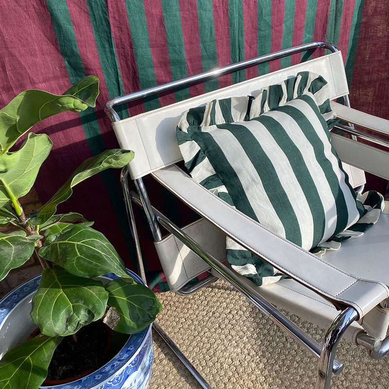 Wide Stripe Cushion Cover, 45 x 45 cm, Forset Green-0