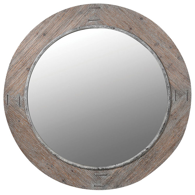 Round Mirror, D110cm, Wooden Edge-0