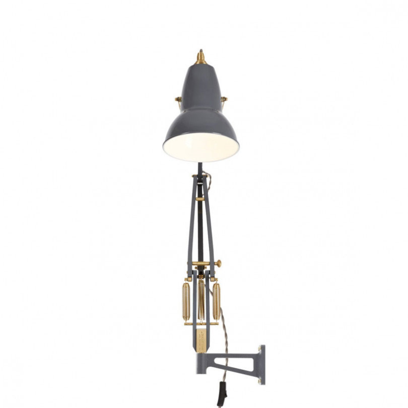 Original 1227 Brass Lamp with Wall Bracket, Elephant Grey-2