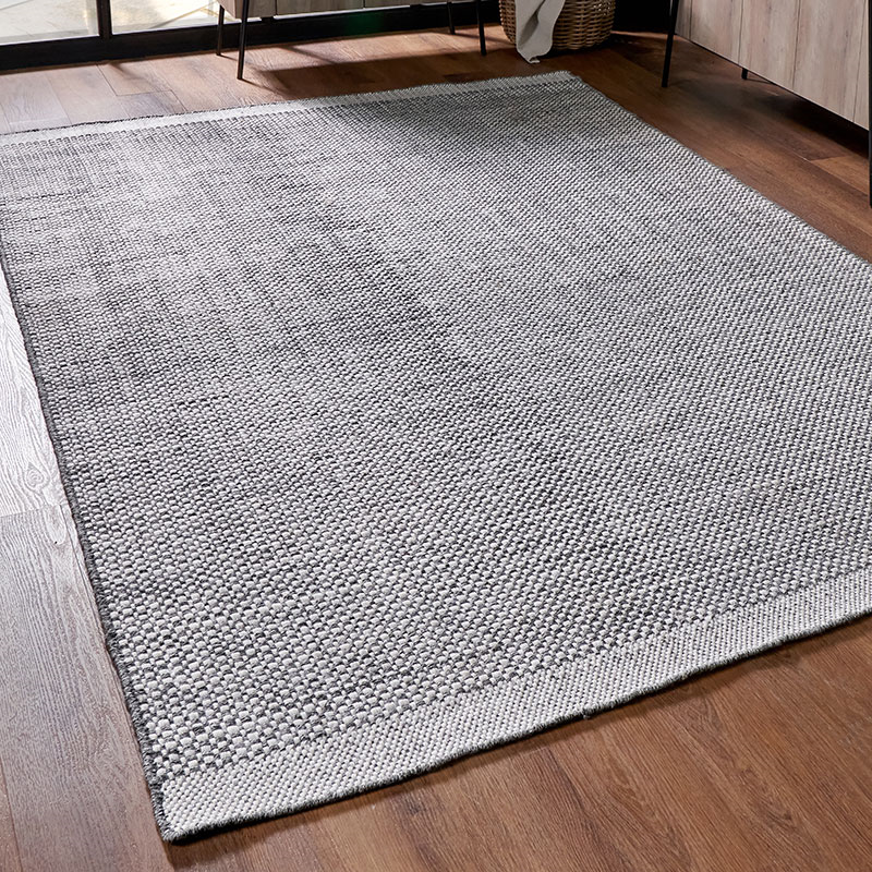 Basket Weave Indoor Outdoor Rug, 160 x 230cm, Graphite & White-0