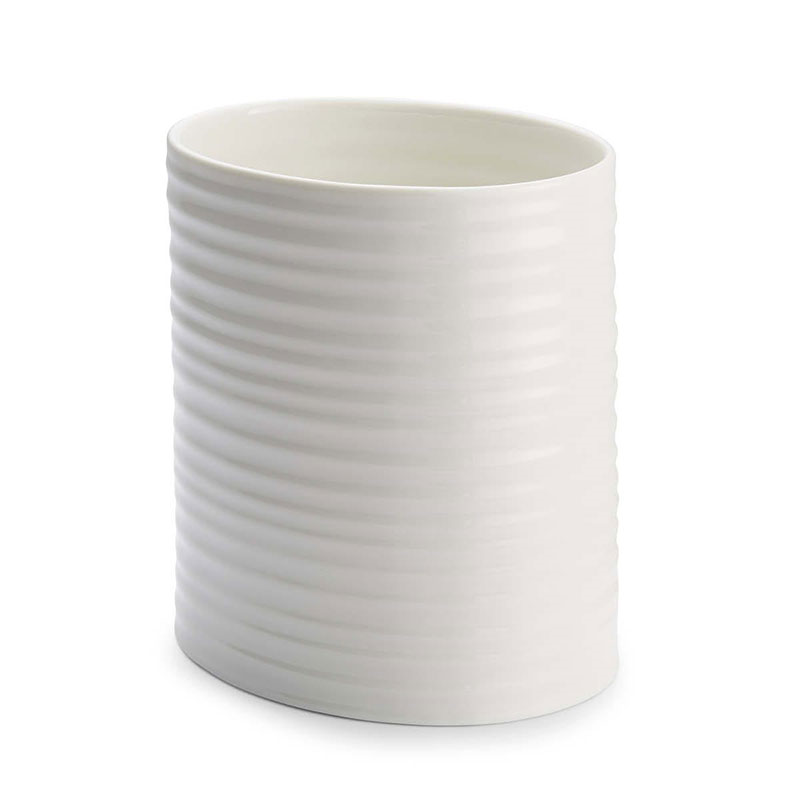 Ceramics Oval utensil jar large, 19 x 15cm, White-1