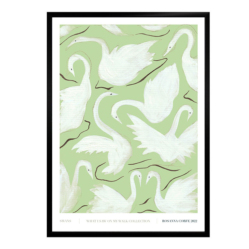 Swans Recycled Paper Print, A3, Green-0