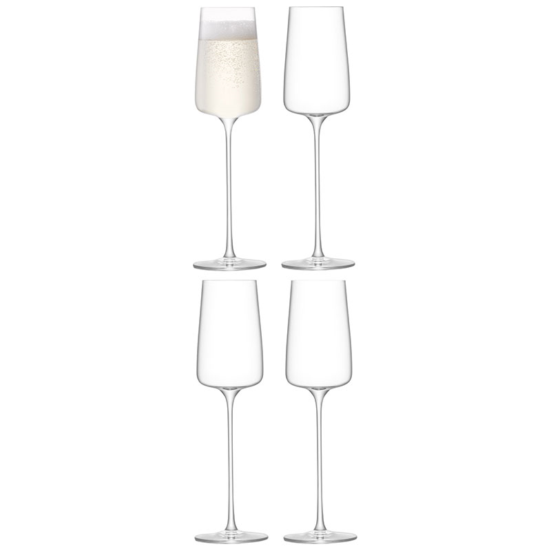 Metropolitan Set of 4 Champagne Flutes, 230ml, Clear-1