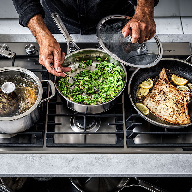 MultiPly Stainless Steel Skillet with Lid, 24cm, Silver-8