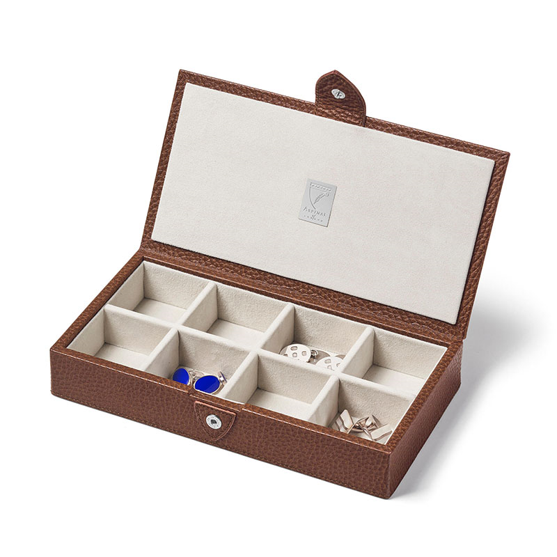 Cufflink Box, L11.5 x W21.5cm, Tobacco Pebble-0