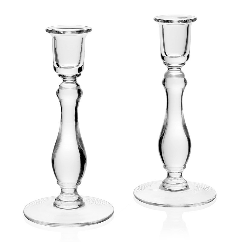 Meryl Pair of candlesticks, 20cm, Crystal-0