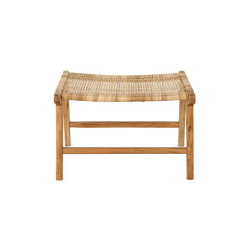 Madrisana Acacia & Rattan  Footstool, Natural-1