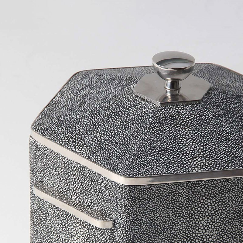 Ice Bucket, Charcoal Shagreen-5