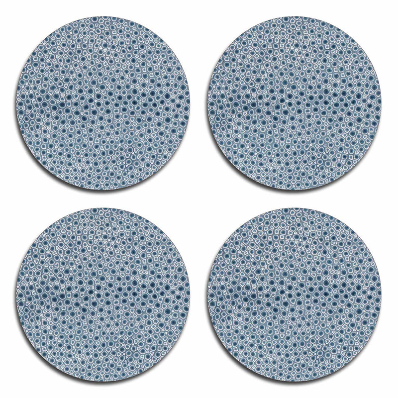 Shagreen Set of 4 Coasters, D10cm, Blue-1