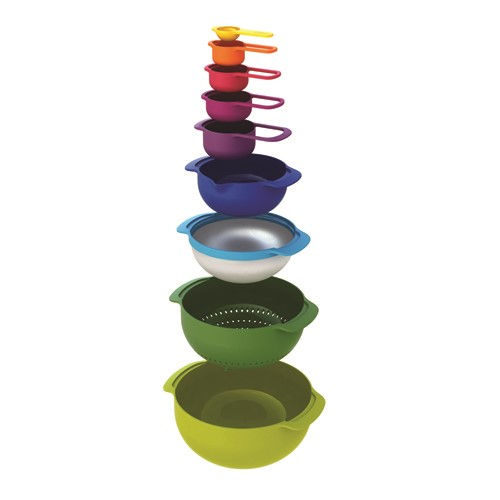 Nest Plus 9 piece stacking bowl and measuring set, Multi-Coloured-2