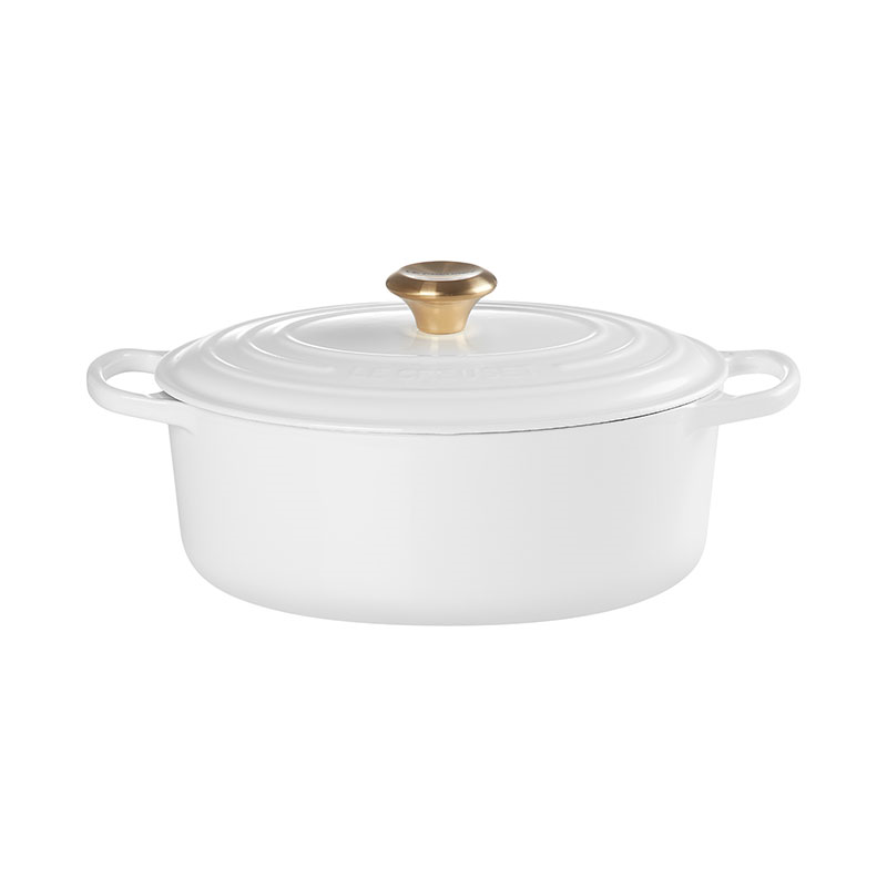 Cast Iron Oval Casserole, 29cm, White-0