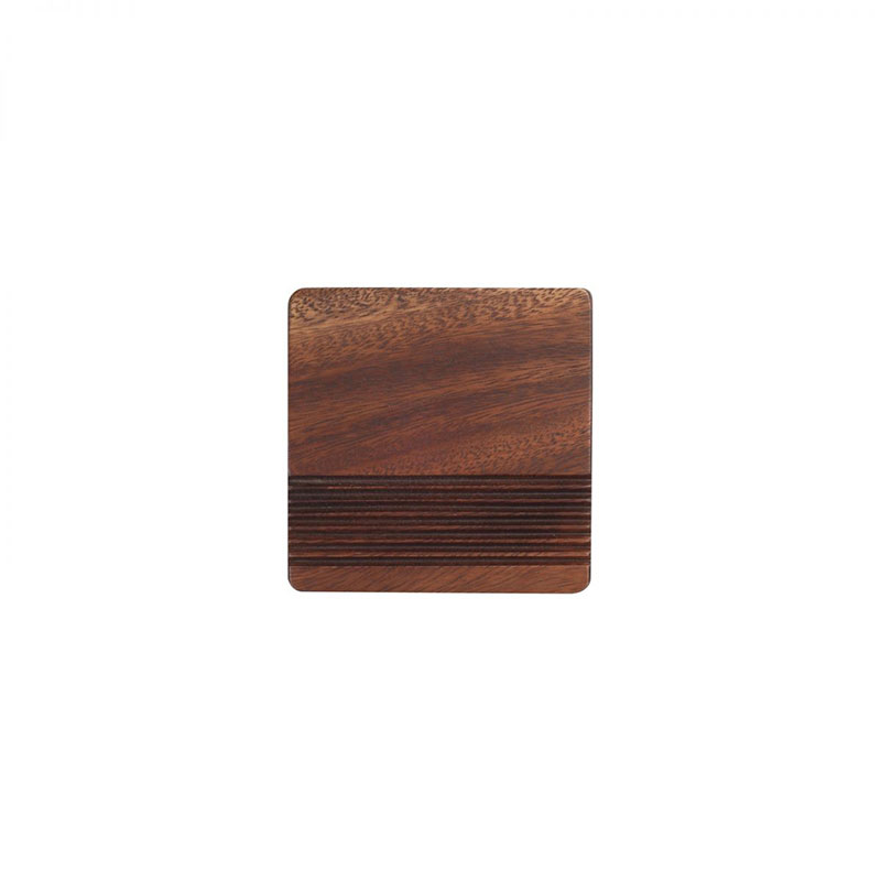 Deco Square Coaster, 10cm, Acacia-0