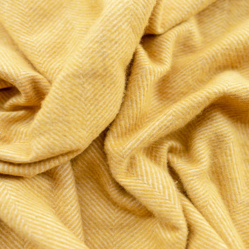 Herringbone Wool Blanket, 145 x 190cm, Mustard Herringbone-3