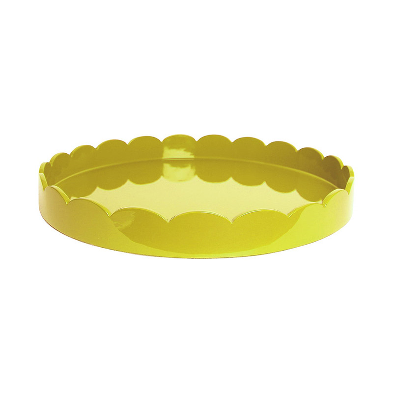 Lacquered Scallop Round Tray D40cm, Yellow-1