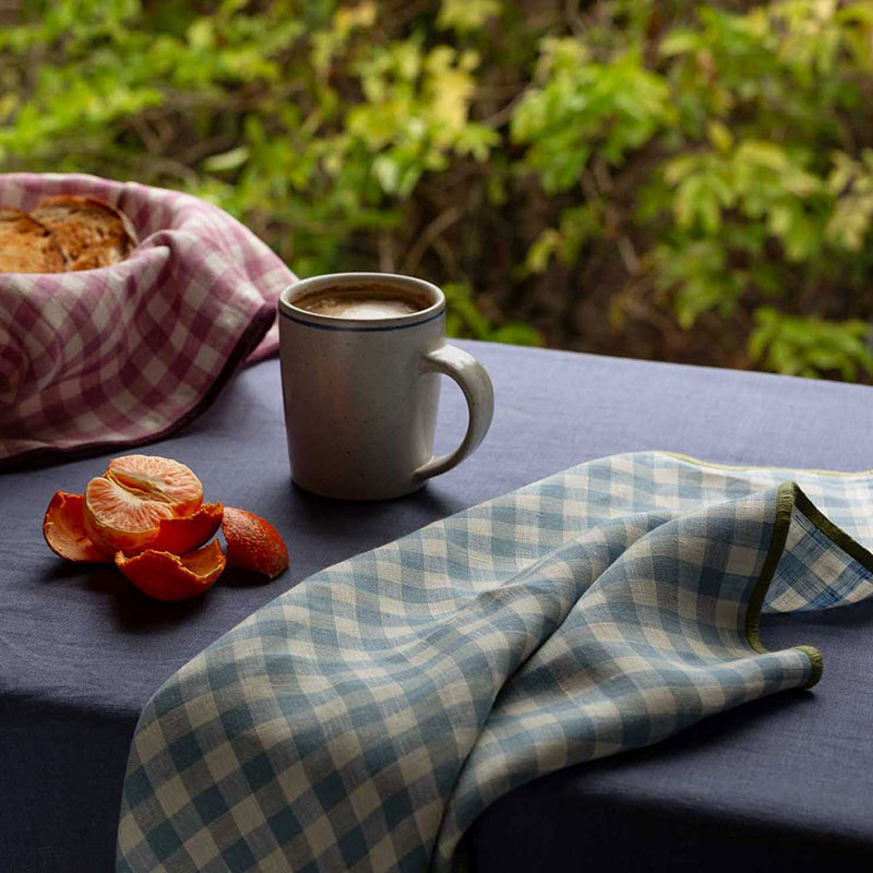 Gingham Linen Set of 4 Napkins, 45 x 45cm, Warm Blue-0