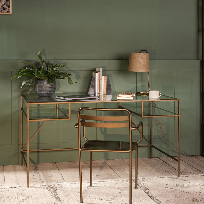 Nakuru Iron & Glass Desk, H78 x W150cm, Brass-0