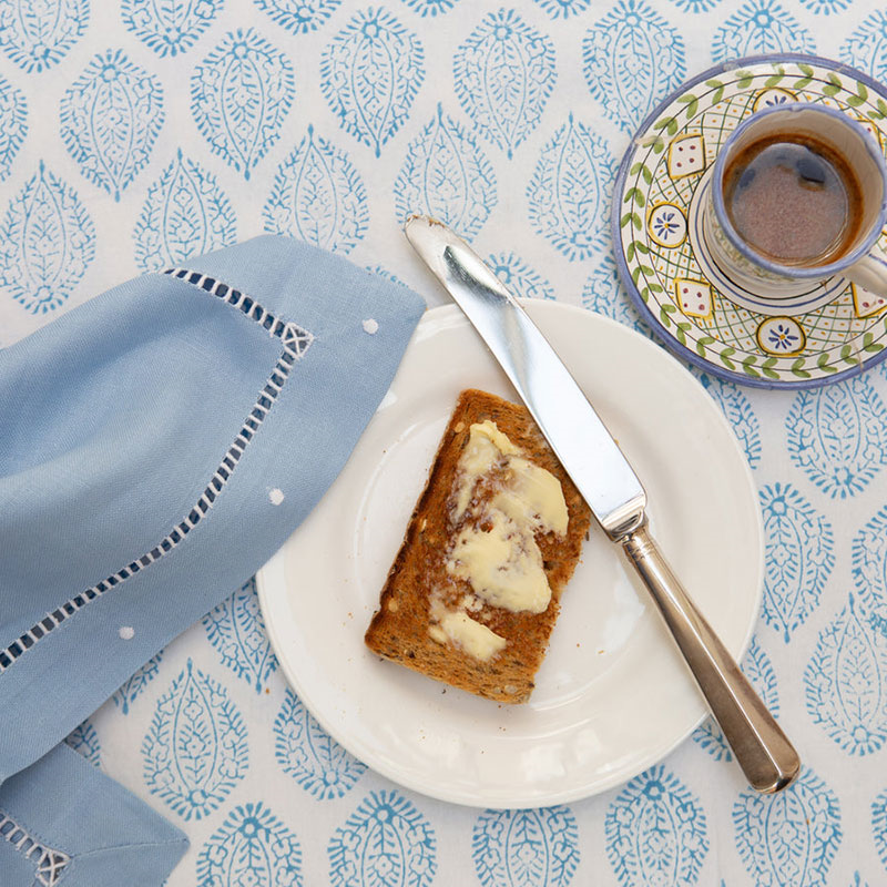 Leaf Tablecloth, 150x300cm, Blue-2