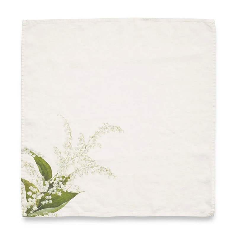 Lilly of the Valley 'Muguet' Linen Napkin, 50 x 50cm, White-0