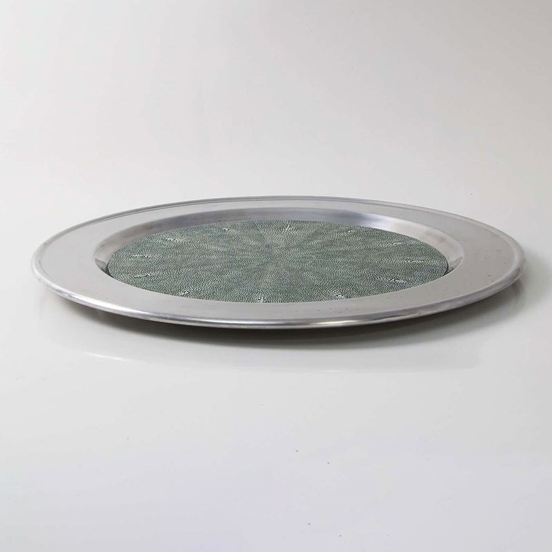 Duchess Serving Tray, D53cm, Green Shagreen-1