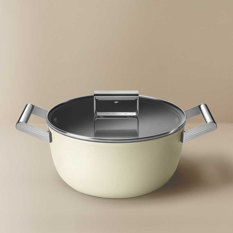 Retro 50's Style Non-Stick Casserole Dish, 24cm, Cream-2